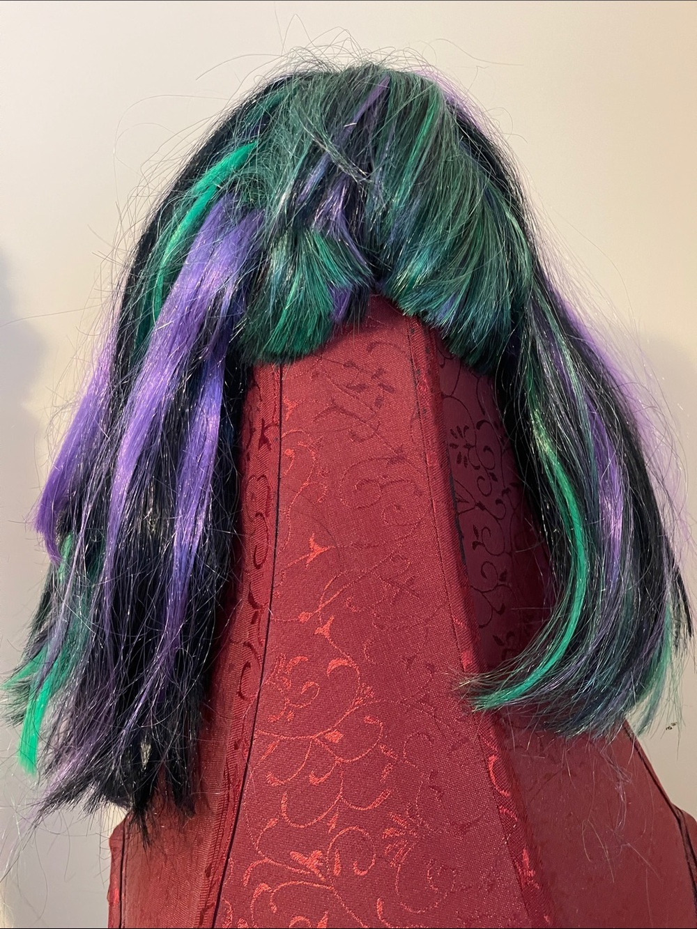 Multi-Color Purple & Green Synthetic Wig for Women
